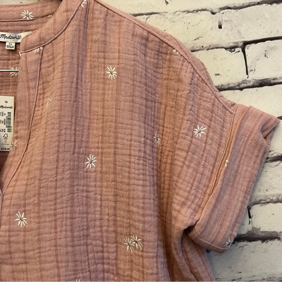 NWT Madewell Embroidered Lakeline Popover Shirt in Warm Thistle Size X-Small - Picture 5 of 9